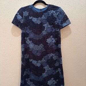 Burberry Navy and Sky Blue Floral Mini Dress
